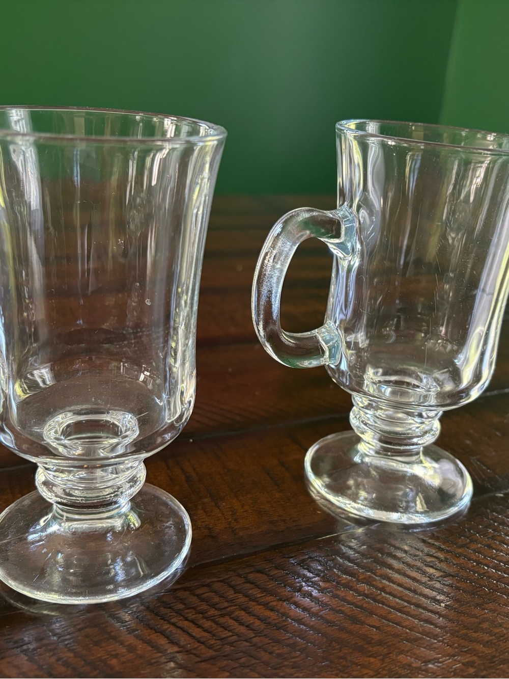 Clear Glass Footed Mugs — Elegant Clear Glass Beverage Cups